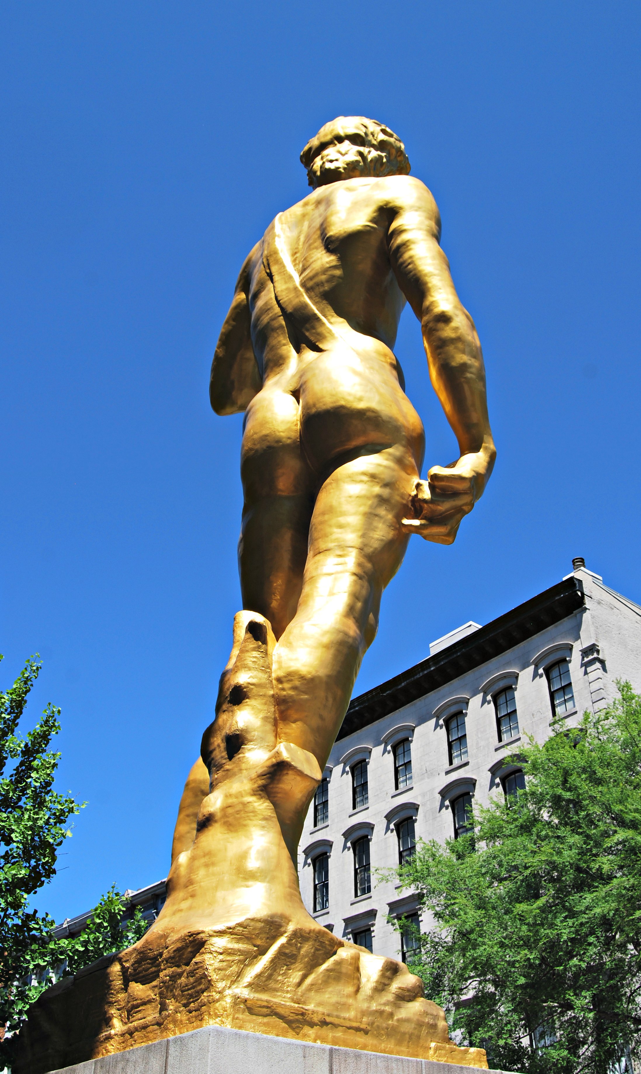 Gold Statue of David in downtown Louisville, Kentucky